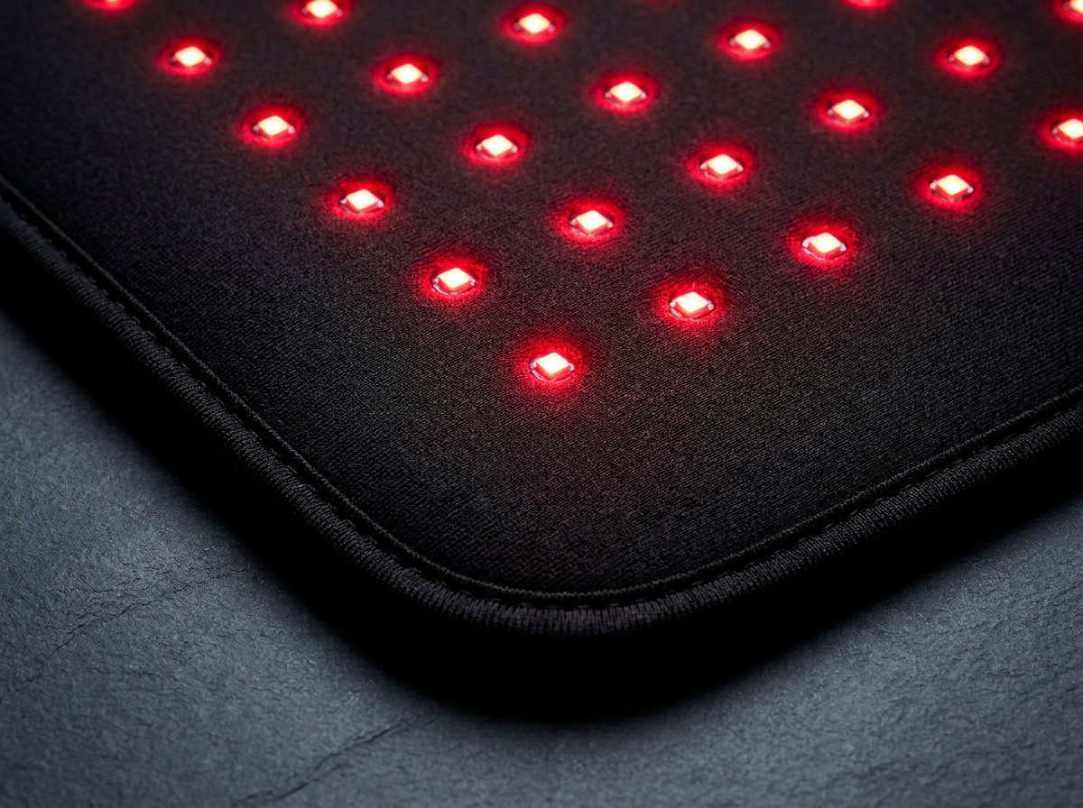 Macro detail of the 660nm and 850nm LED matrix on the Zavelian Recovery Wrap