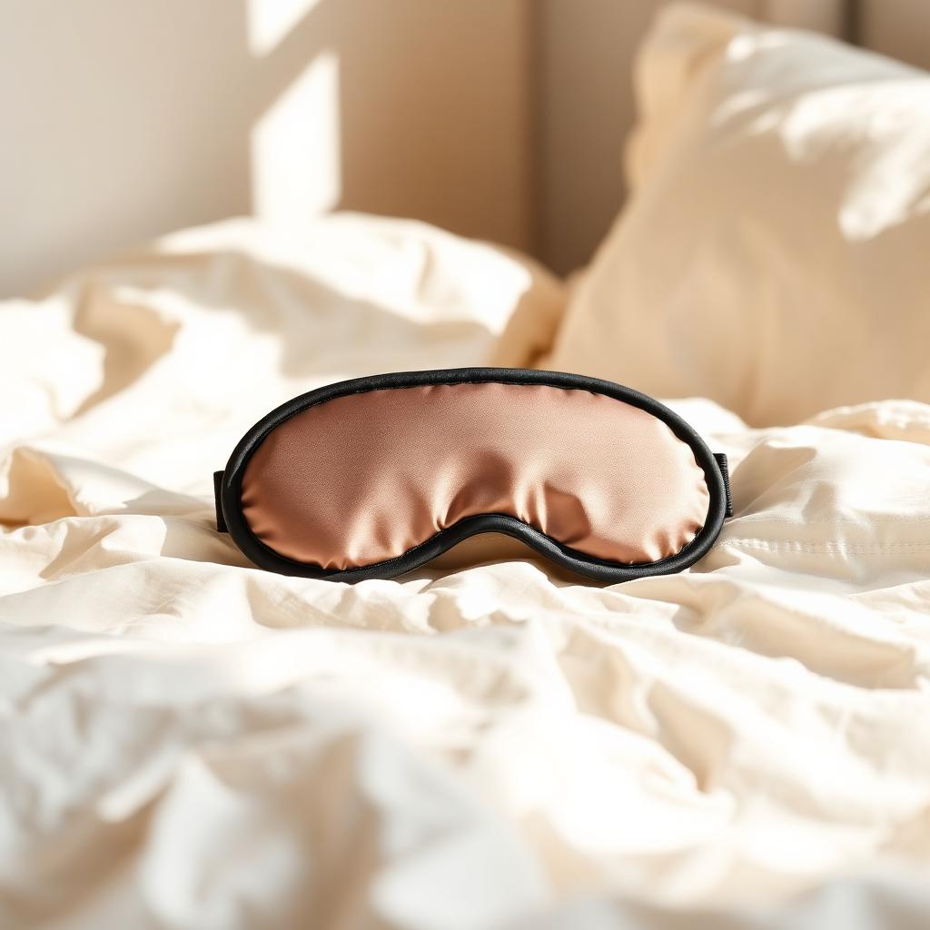 Halcyon Mulberry Silk Sleep Mask folded on linen